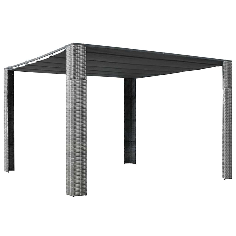 Afbeelding laden in galerijviewer, Vidaxl prieel met dak 300x300x220 cm poly rattan grijs en antraciet
