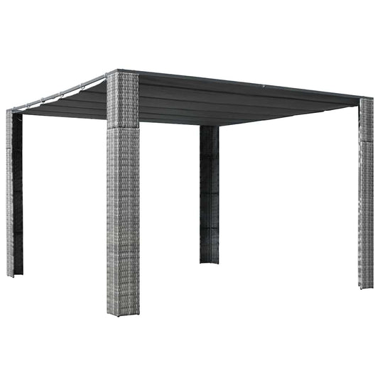 Vidaxl prieel met dak 300x300x220 cm poly rattan grijs en antraciet