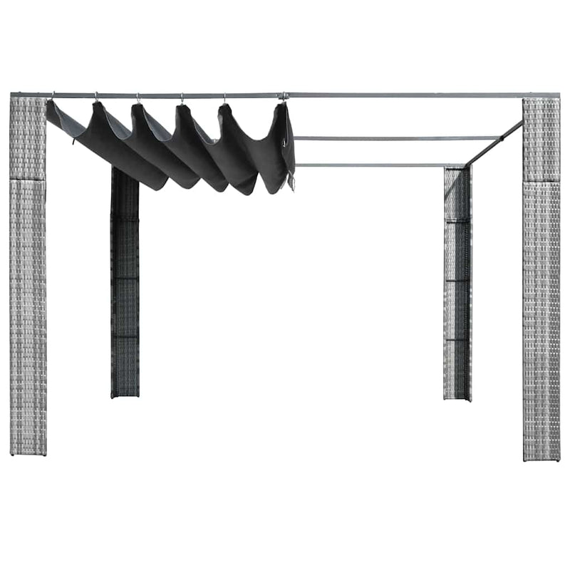 Afbeelding laden in galerijviewer, Vidaxl prieel met dak 300x300x220 cm poly rattan grijs en antraciet
