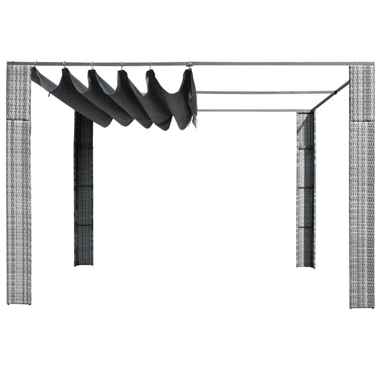 Vidaxl prieel met dak 300x300x220 cm poly rattan grijs en antraciet