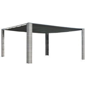 VidaXL Prieel met schuifdak 400x400x200 cm poly rattan grijs antraciet
