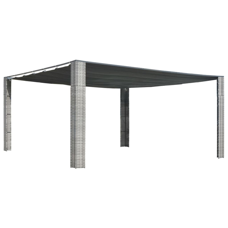 Load image into Gallery viewer, VidaXL Prieel met schuifdak 400x400x200 cm poly rattan grijs antraciet

