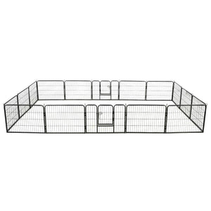 VidaXL Hondenren met 16 panelen 60x80 cm staal zwart