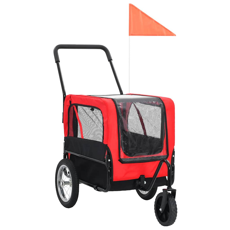 Load image into Gallery viewer, Vidaxl huisdierenfietskar en joggingbuggy 2-in-1 rood en zwart
