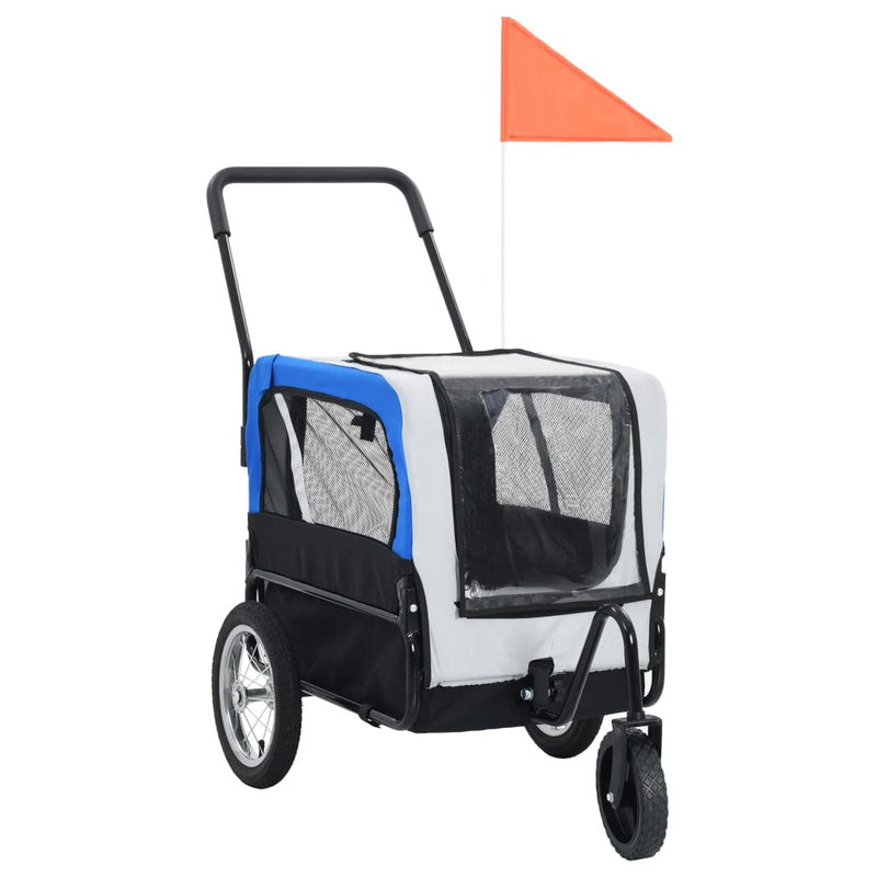 Load image into Gallery viewer, VidaXL Fietstrailer en kinderwagen 2-in-1 grijs en blauw
