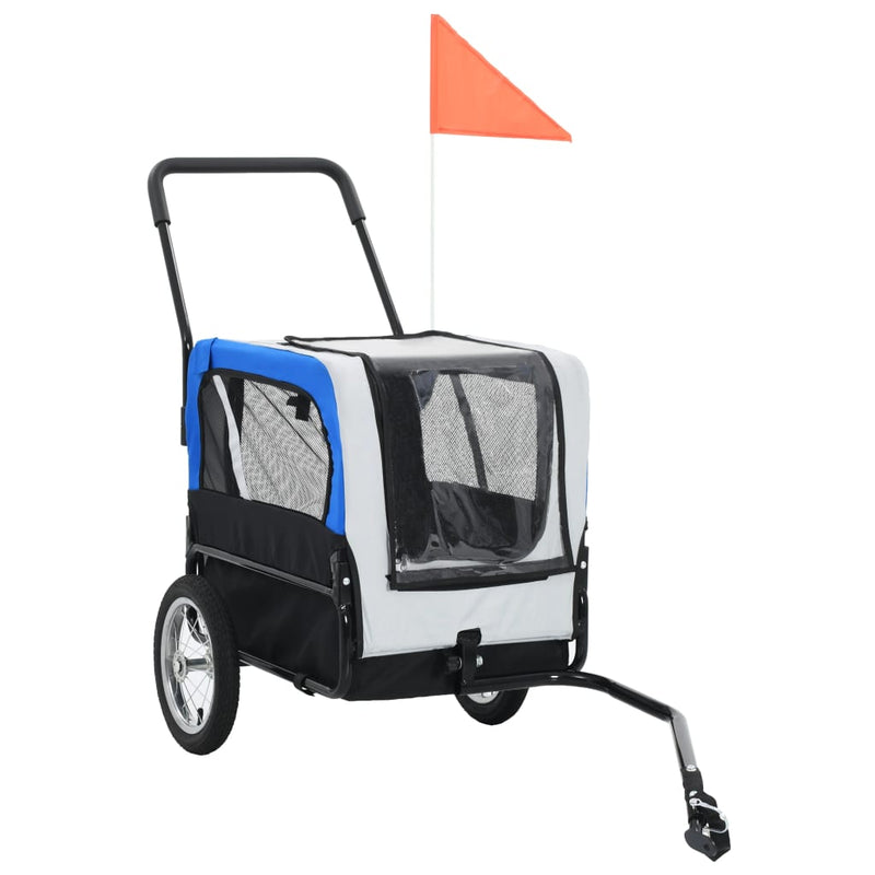 Load image into Gallery viewer, VidaXL Fietstrailer en kinderwagen 2-in-1 grijs en blauw
