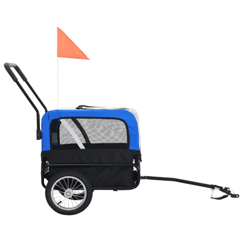 Load image into Gallery viewer, VidaXL Fietstrailer en kinderwagen 2-in-1 grijs en blauw
