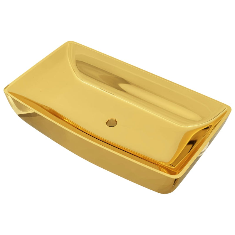 Load image into Gallery viewer, Vidaxl wastafel 71x38x13,5 cm keramiek goudkleurig
