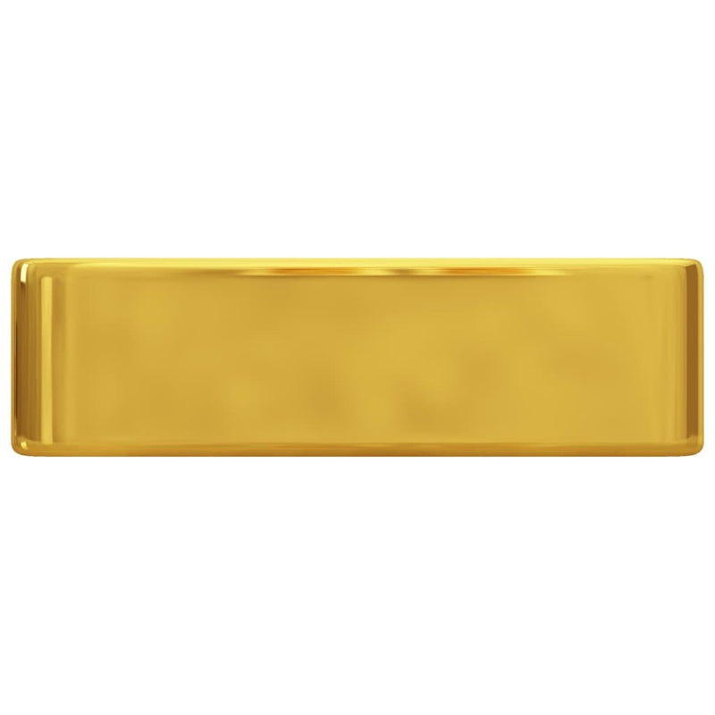 Load image into Gallery viewer, Vidaxl wastafel met kraangat 48x37x13,5 cm keramiek goudkleurig
