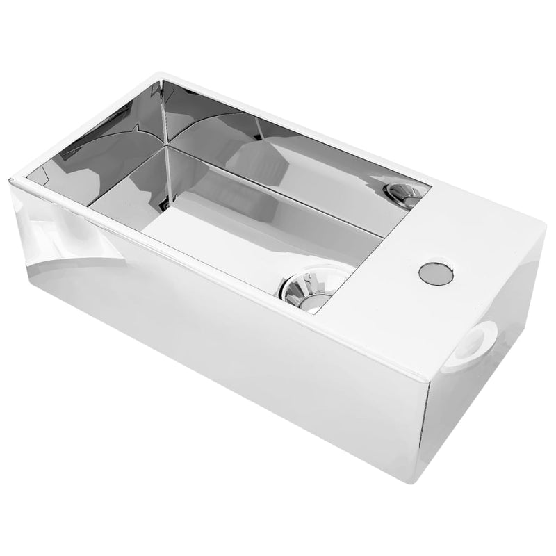 Load image into Gallery viewer, Vidaxl wastafel met overloop 49x25x15 cm keramiek zilverkleurig
