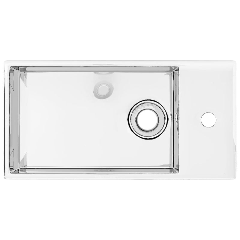 Load image into Gallery viewer, Vidaxl wastafel met overloop 49x25x15 cm keramiek zilverkleurig
