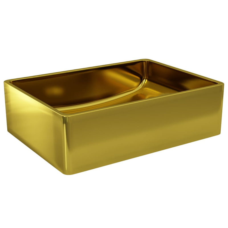 Load image into Gallery viewer, Vidaxl wastafel 41x30x12 cm keramiek goudkleurig

