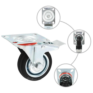 Vidaxl zwenkwielen met dubbele remmen 4 st 75 mm