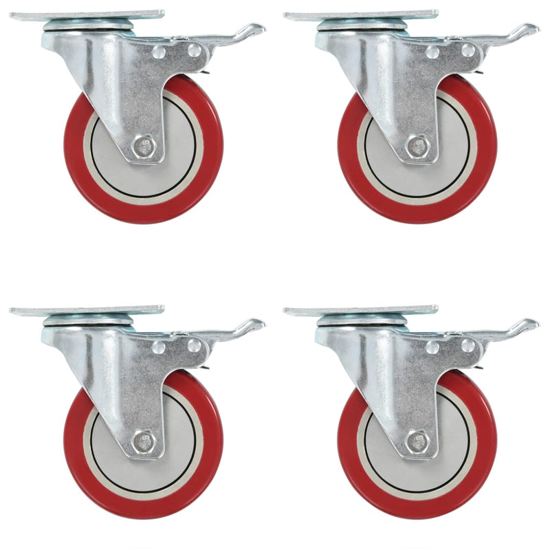 Load image into Gallery viewer, Vidaxl zwenkwielen met dubbele remmen 4 st 100 mm
