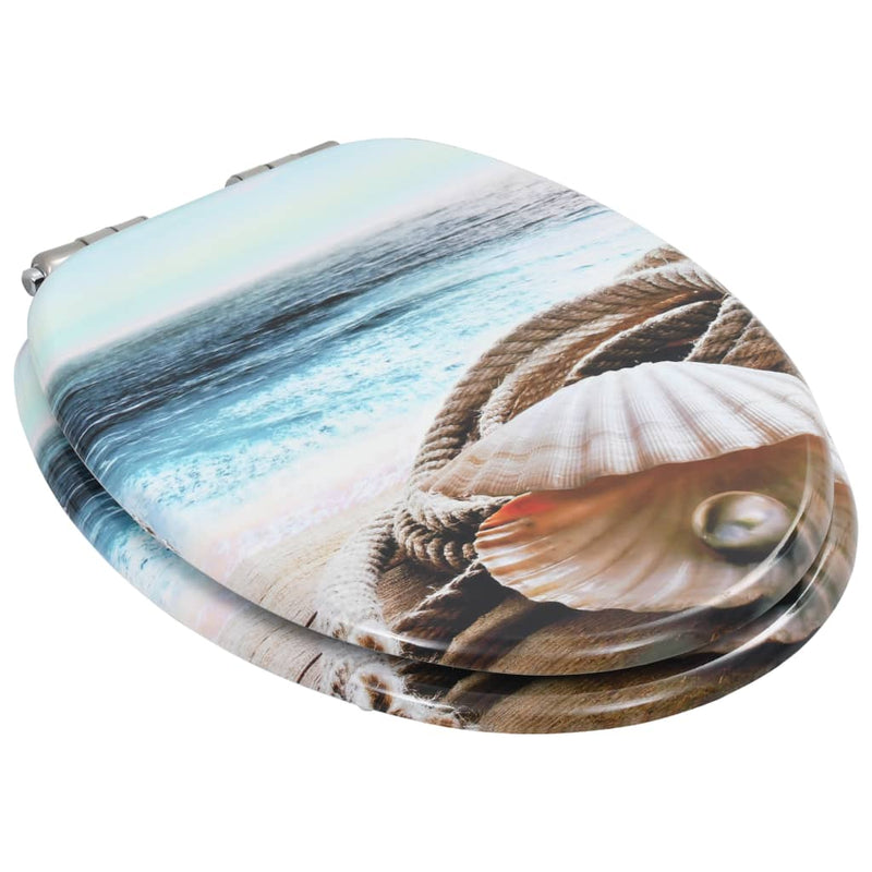 Load image into Gallery viewer, Vidaxl toiletbril met soft-close deksel schelp mdf
