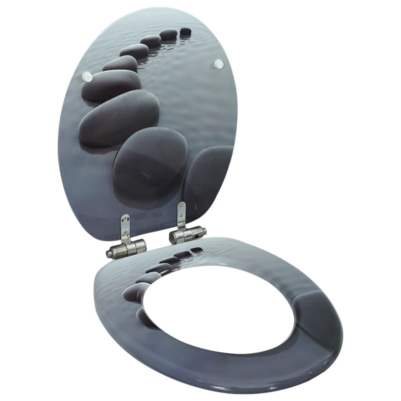Load image into Gallery viewer, Vidaxl toiletbril met soft-close deksel stenen mdf

