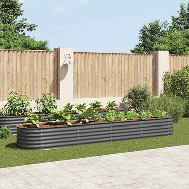 Vidaxl plantenbak verhoogd 400x80x44 cm gegalvaniseerd staal grijs
