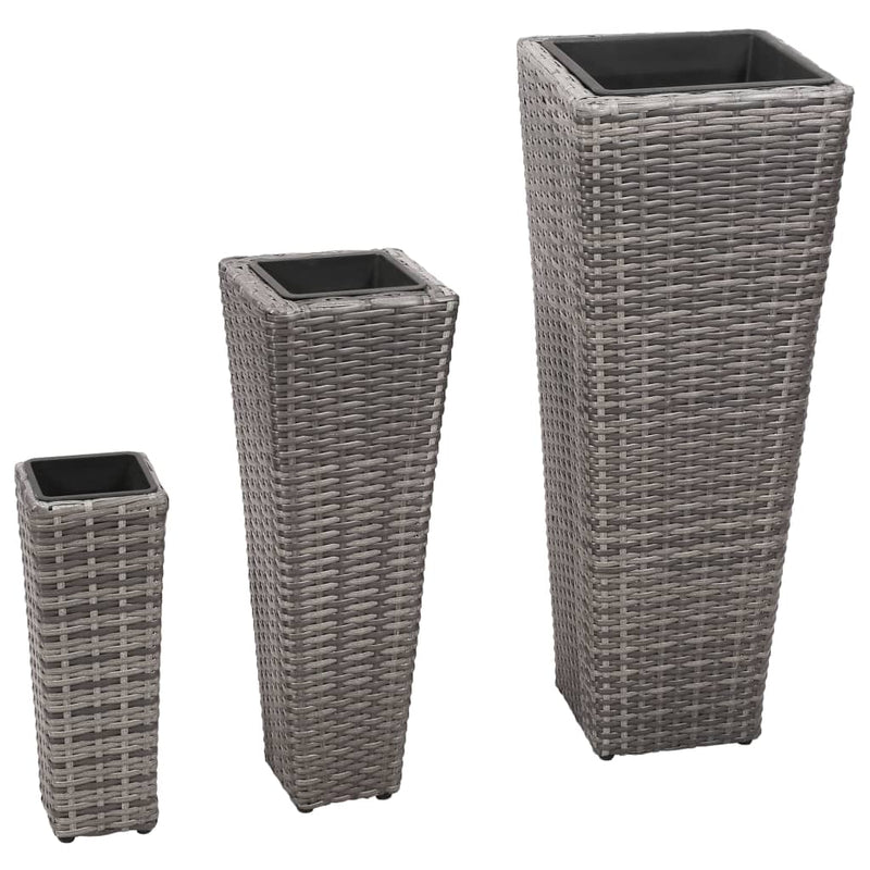 Load image into Gallery viewer, Vidaxl plantenbakken verhoogd 3 st poly rattan grijs
