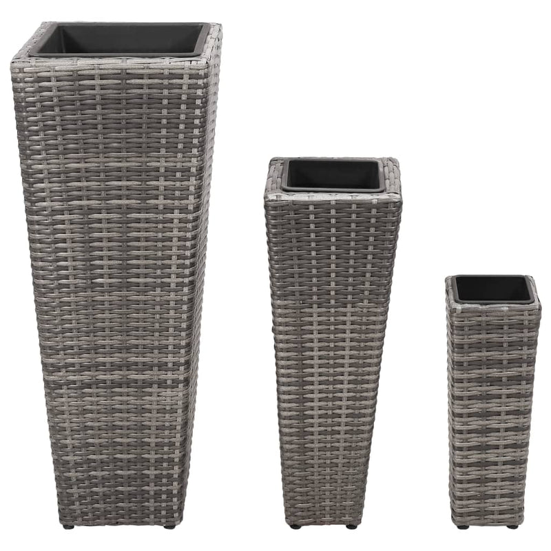 Load image into Gallery viewer, Vidaxl plantenbakken verhoogd 3 st poly rattan grijs
