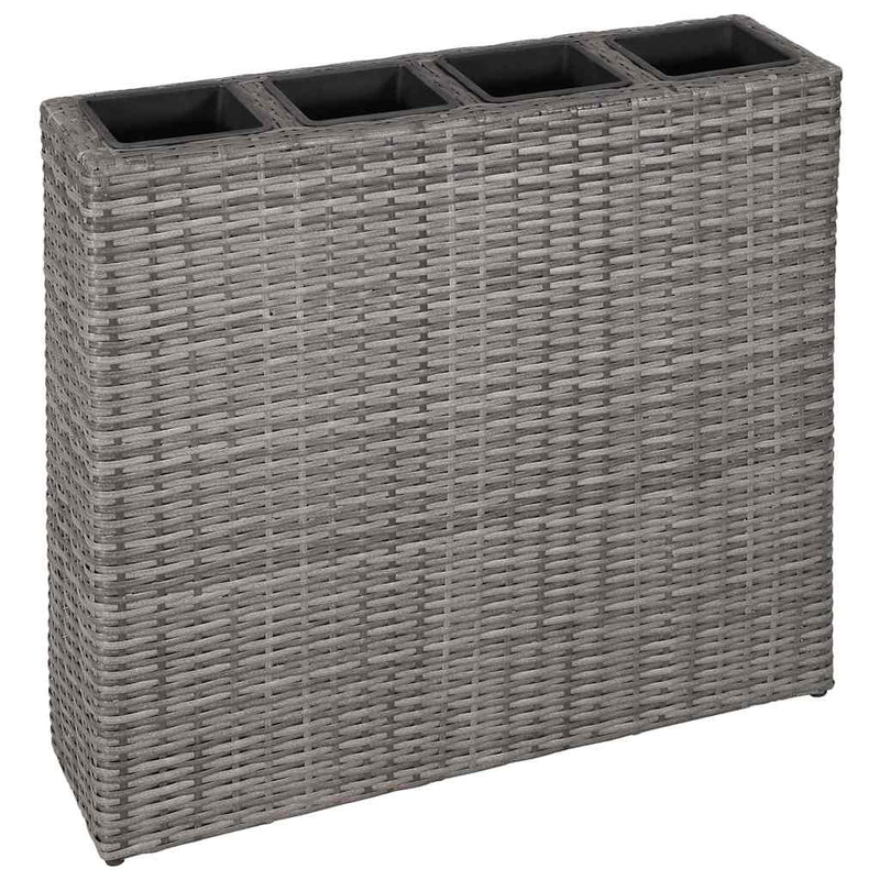 Load image into Gallery viewer, Vidaxl plantenbak verhoogd met 4 potten poly rattan grijs
