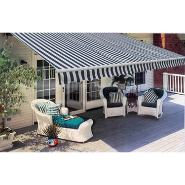 Vidaxl luifel handmatig uittrekbaar 300 cm blauw wit