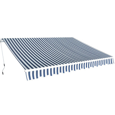 Vidaxl luifel handmatig uittrekbaar 350 cm blauw wit
