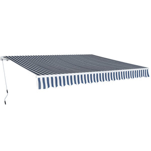 Vidaxl luifel handmatig uittrekbaar 400 cm blauw wit