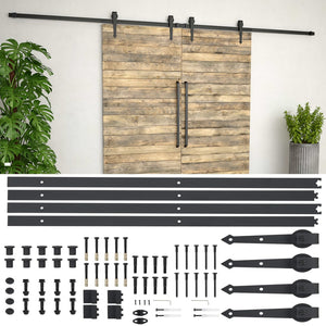Vidaxl onderdelenset voor schuifdeur 2x183 cm staal zwart