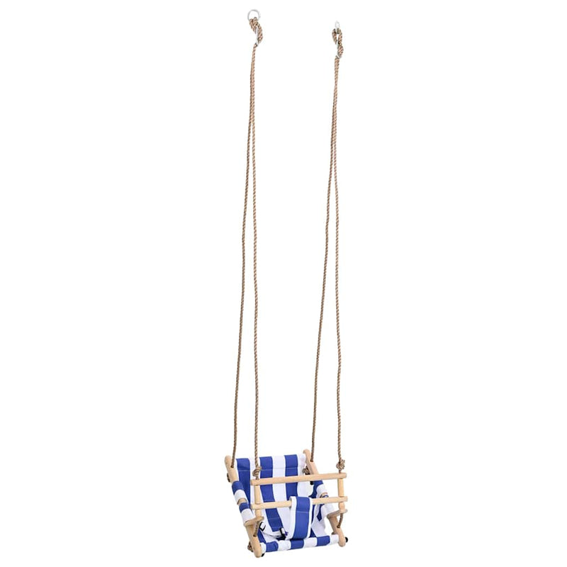 Load image into Gallery viewer, Vidaxl babyschommel met veiligheidsgordel katoen hout blauw
