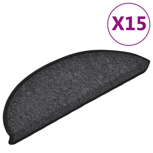 Vidaxl trapmatten 15 st 56x17x3 cm antraciet halfrond