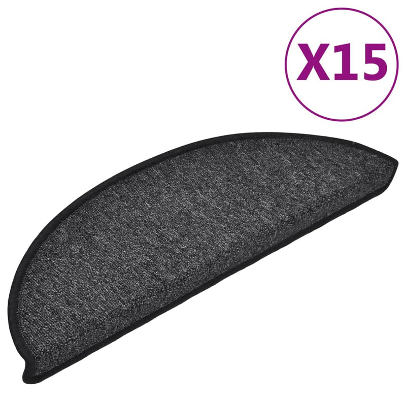 Load image into Gallery viewer, Vidaxl trapmatten 15 st 56x17x3 cm antraciet halfrond
