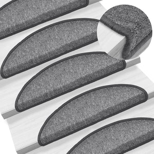 Vidaxl trapmatten 15 st 56x17x3 cm donkergrijs halfrond