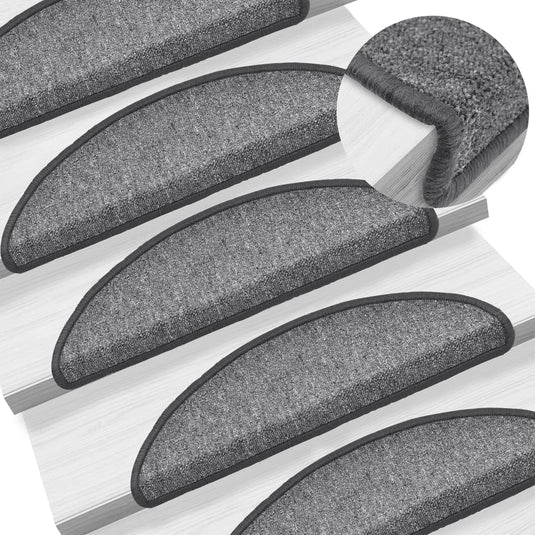 Vidaxl trapmatten 15 st 56x17x3 cm donkergrijs halfrond