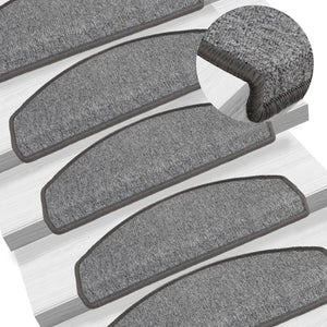 Vidaxl trapmatten 15 st 65x24x4 cm donkergrijs halfrond groot