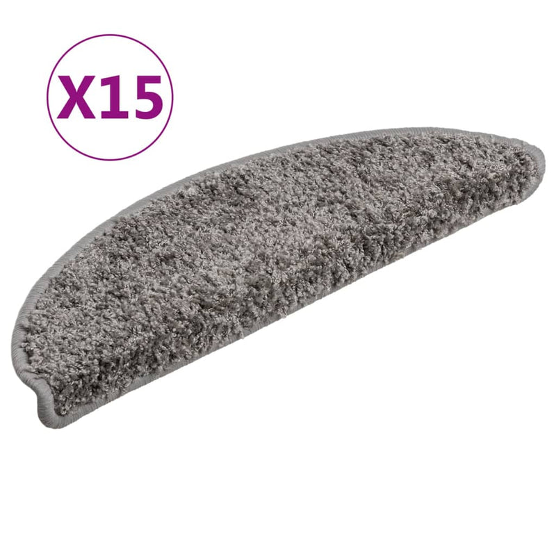 Load image into Gallery viewer, Vidaxl trapmatten 15 st 56x17x3 cm grijs halfrond
