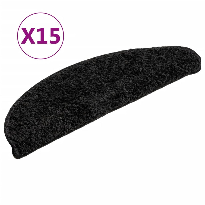 Load image into Gallery viewer, Vidaxl trapmatten 15 st 56x17x3 cm zwart halfrond
