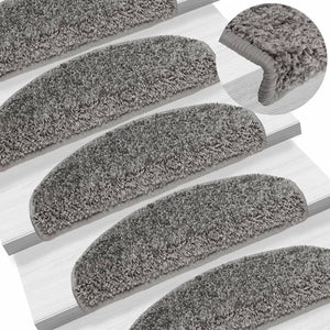 Vidaxl trapmatten 15 st 65x21x4 cm grijs halfrond groot