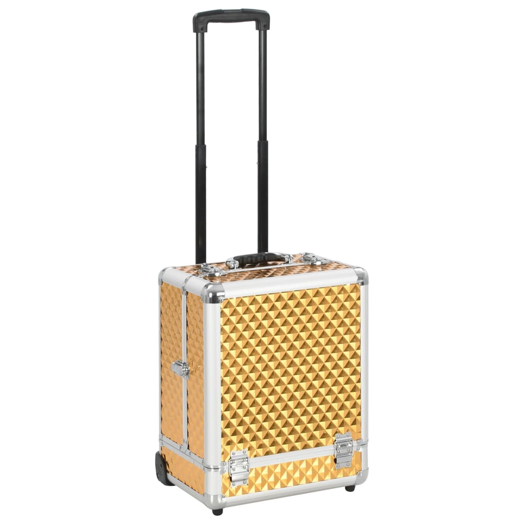 VidaXL Make-up trolley 35x29x45 cm aluminium goudkleurig