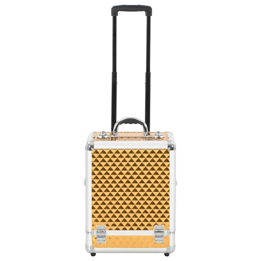 Vidaxl make-up trolley 35x29x45 cm aluminium goudkleurig