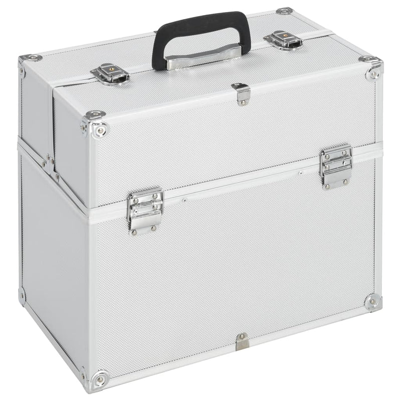 Load image into Gallery viewer, Vidaxl make-up koffer 38x23x34 cm aluminium zilverkleurig
