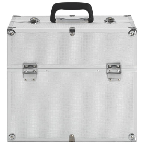 VidaXL Make-up koffer 38x23x34 cm aluminium zilverkleurig