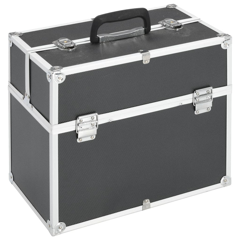 Load image into Gallery viewer, Vidaxl make-up koffer 38x23x34 cm aluminium zwart
