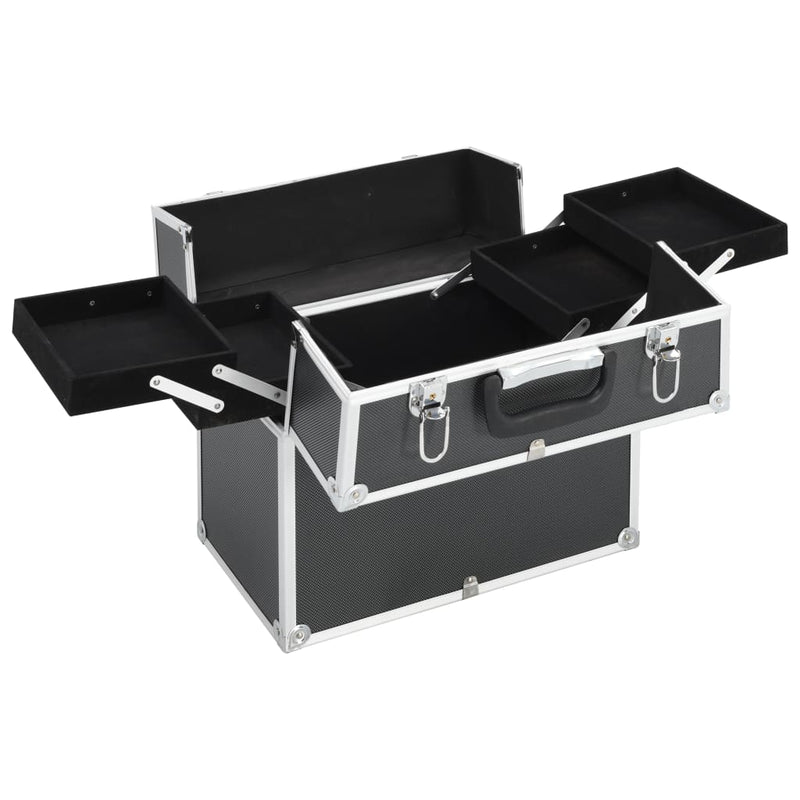 Load image into Gallery viewer, Vidaxl make-up koffer 38x23x34 cm aluminium zwart
