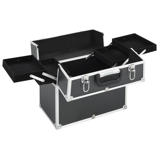 Vidaxl make-up koffer 38x23x34 cm aluminium zwart