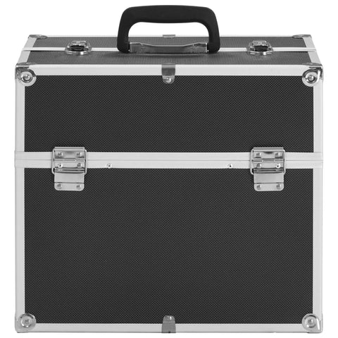 VidaXL Make-up koffer 37x24x35 cm aluminium zwart