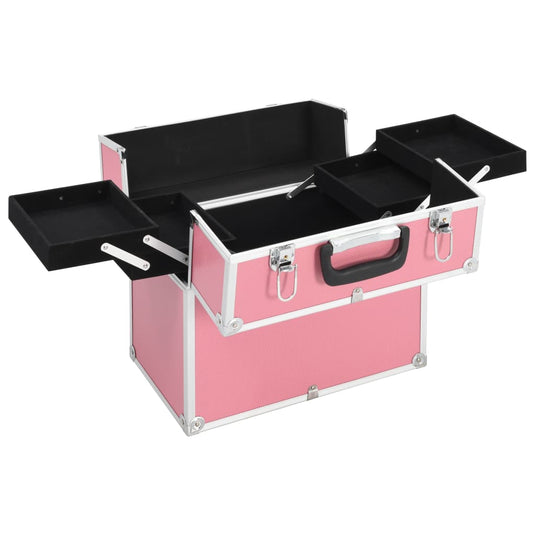 Vidaxl make-up koffer 38x23x34 cm aluminium roze