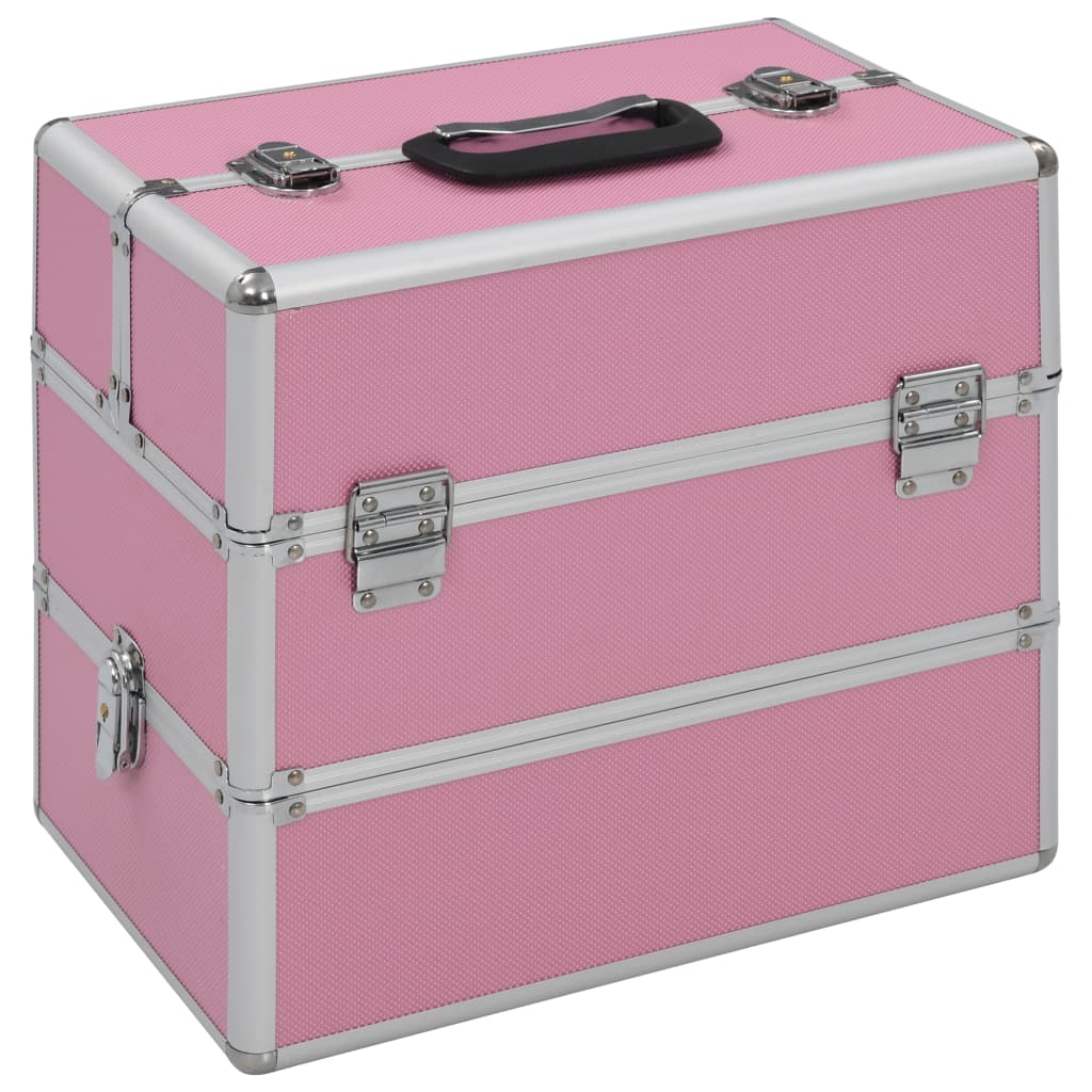 VidaXL Make-up koffer 37x24x35 cm aluminium roze