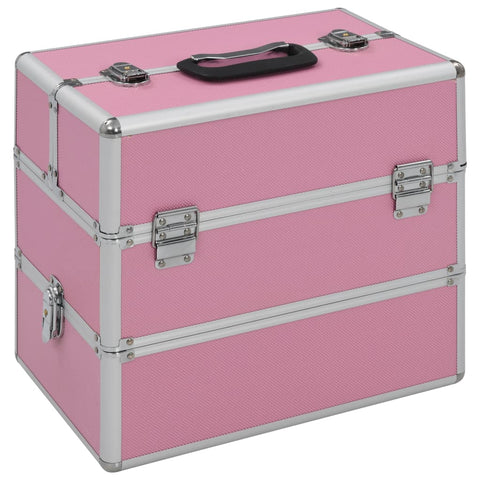 VidaXL Make-up koffer 37x24x35 cm aluminium roze