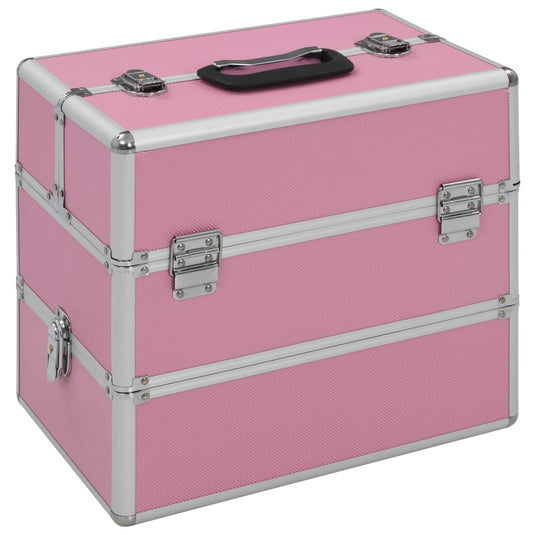 Vidaxl make-up koffer 37x24x35 cm aluminium roze