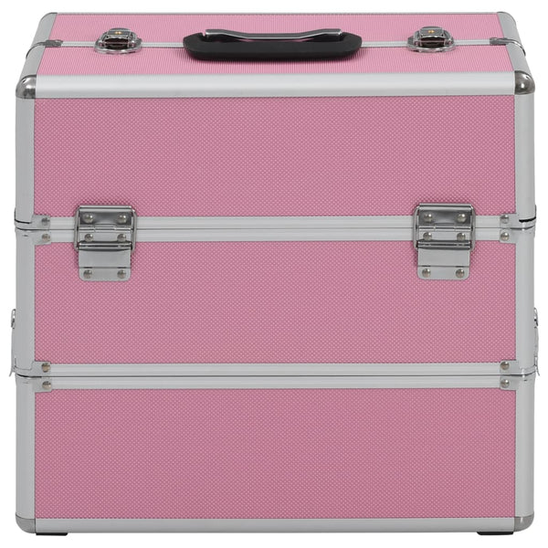 VidaXL Make-up koffer 37x24x35 cm aluminium roze